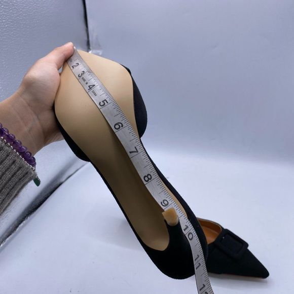 XYD black pointy toe stilettos slippers heels - Picture 8 of 10
